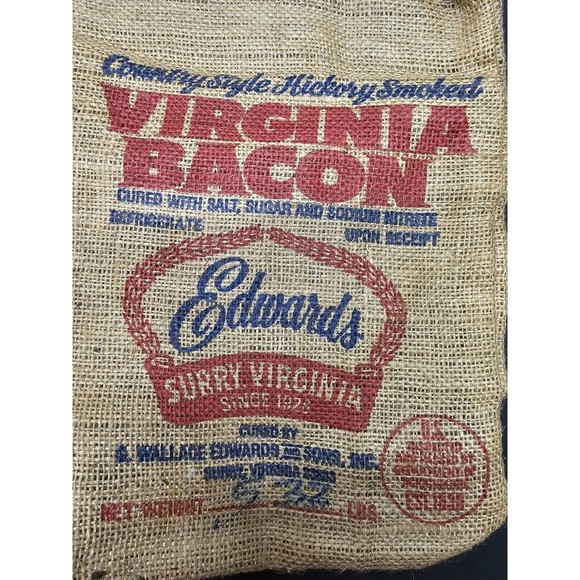 Virginia Bacon Burlap Bag Wallace Edwards And Sons Surrey Virginia - Picture 3 of 5